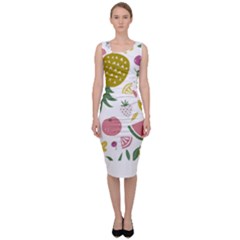 Fruits T- Shirt Funny Summer Fruits Collage Fruit Bright Colors T- Shirt Sleeveless Pencil Dress by maxcute