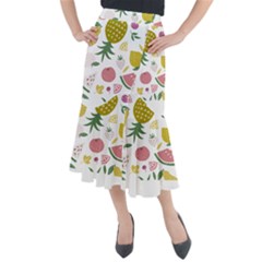 Fruits T- Shirt Funny Summer Fruits Collage Fruit Bright Colors T- Shirt Midi Mermaid Skirt by maxcute