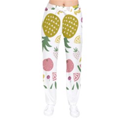 Fruits T- Shirt Funny Summer Fruits Collage Fruit Bright Colors T- Shirt Women Velvet Drawstring Pants