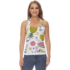 Fruits T- Shirt Funny Summer Fruits Collage Fruit Bright Colors T- Shirt Basic Halter Top by maxcute