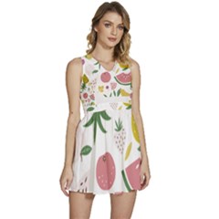 Fruits T- Shirt Funny Summer Fruits Collage Fruit Bright Colors T- Shirt Sleeveless High Waist Mini Dress