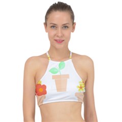 Garden T- Shirt Garden Flowers Pattern T- Shirt Racer Front Bikini Top by maxcute