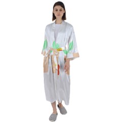 Garden T- Shirt Garden Flowers Pattern T- Shirt Maxi Satin Kimono by maxcute