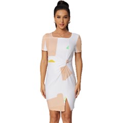 Garden T- Shirt Garden Flowers Pattern T- Shirt Fitted Knot Split End Bodycon Dress