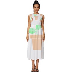 Garden T- Shirt Garden Flowers Pattern T- Shirt Sleeveless Round Neck Midi Dress