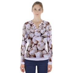 Garlic T- Shirt Garlic Bulbs Photograph T- Shirt V-neck Long Sleeve Top by maxcute