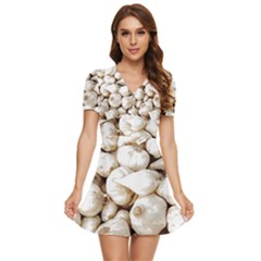 Garlic T- Shirt Garlic Bulbs Photograph T- Shirt V-neck High Waist Chiffon Mini Dress