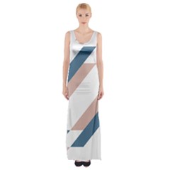 Geometric Abstract Art T- Shirt Mountain River Pattern Thigh Split Maxi Dress by maxcute