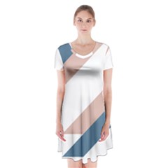 Geometric Abstract Art T- Shirt Mountain River Pattern Short Sleeve V-neck Flare Dress by maxcute