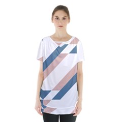 Geometric Abstract Art T- Shirt Mountain River Pattern Skirt Hem Sports Top by maxcute