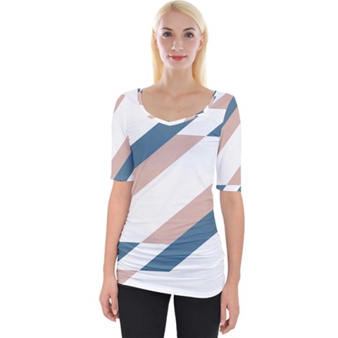 Geometric Abstract Art T- Shirt Mountain River Pattern Wide Neckline Tee by maxcute