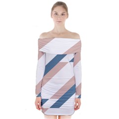 Geometric Abstract Art T- Shirt Mountain River Pattern Long Sleeve Off Shoulder Dress by maxcute