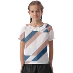 Geometric Abstract Art T- Shirt Mountain River Pattern Kids  Frill Chiffon Blouse by maxcute