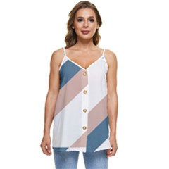 Geometric Abstract Art T- Shirt Mountain River Pattern Casual Spaghetti Strap Chiffon Top by maxcute