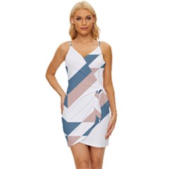 Geometric Abstract Art T- Shirt Mountain River Pattern Wrap Tie Front Dress by maxcute