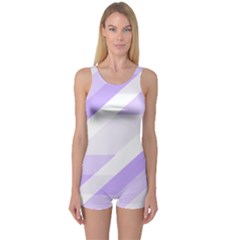 Geometric Abstract Art T- Shirt Purple Mountains Pattern One Piece Boyleg Swimsuit by maxcute