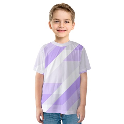 Geometric Abstract Art T- Shirt Purple Mountains Pattern Kids  Sport Mesh Tee by maxcute