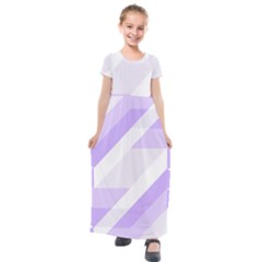 Geometric Abstract Art T- Shirt Purple Mountains Pattern Kids  Short Sleeve Maxi Dress by maxcute