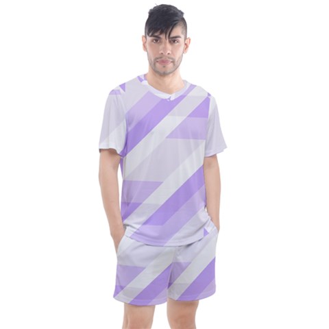 Geometric Abstract Art T- Shirt Purple Mountains Pattern Men s Mesh Tee And Shorts Set by maxcute