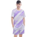 Geometric Abstract Art T- Shirt Purple Mountains Pattern Men s Mesh Tee and Shorts Set View1