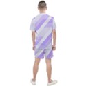 Geometric Abstract Art T- Shirt Purple Mountains Pattern Men s Mesh Tee and Shorts Set View2