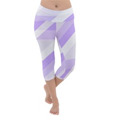 Geometric Abstract Art T- Shirt Purple Mountains Pattern Lightweight Velour Capri Yoga Leggings by maxcute