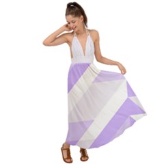 Geometric Abstract Art T- Shirt Purple Mountains Pattern Backless Maxi Beach Dress by maxcute