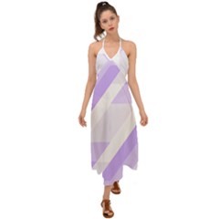 Geometric Abstract Art T- Shirt Purple Mountains Pattern Halter Tie Back Dress  by maxcute