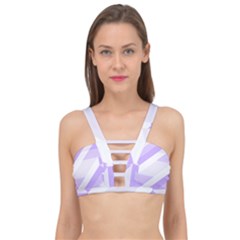 Geometric Abstract Art T- Shirt Purple Mountains Pattern Cage Up Bikini Top by maxcute