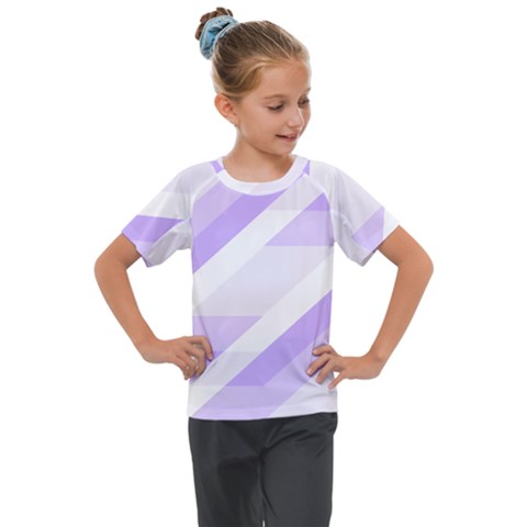 Geometric Abstract Art T- Shirt Purple Mountains Pattern Kids  Mesh Piece Tee by maxcute