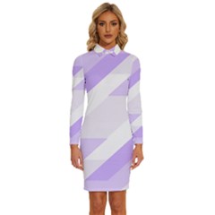 Geometric Abstract Art T- Shirt Purple Mountains Pattern Long Sleeve Shirt Collar Bodycon Dress