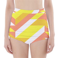 Geometric Abstract Art T- Shirt Sunrise Pattern High-Waisted Bikini Bottoms