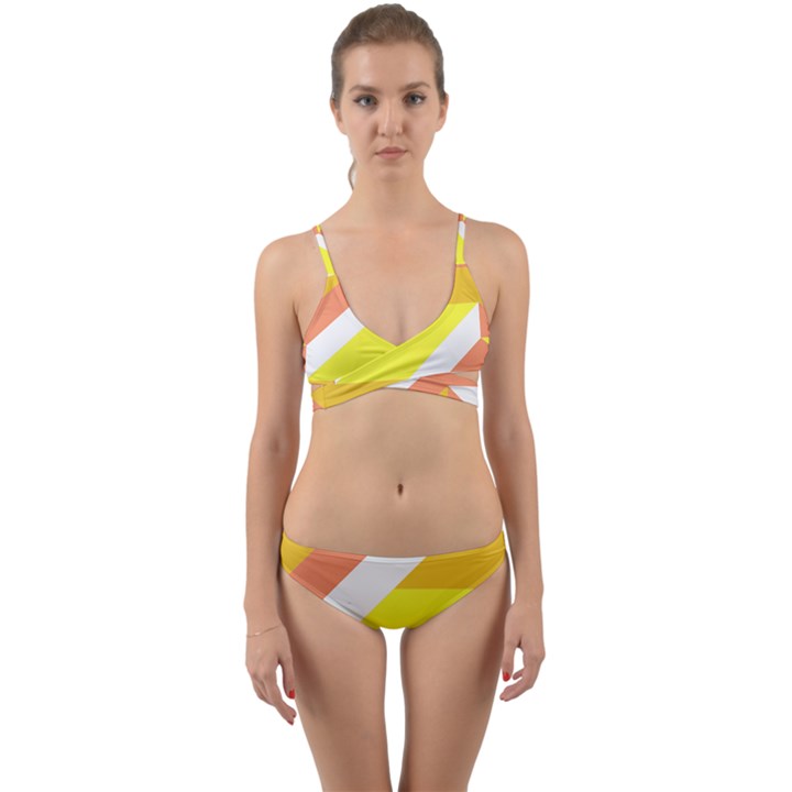 Geometric Abstract Art T- Shirt Sunrise Pattern Wrap Around Bikini Set