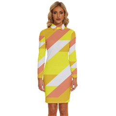 Geometric Abstract Art T- Shirt Sunrise Pattern Long Sleeve Shirt Collar Bodycon Dress