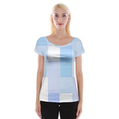 Geometric T- Shirt Blue Composition T- Shirt Cap Sleeve Top by maxcute