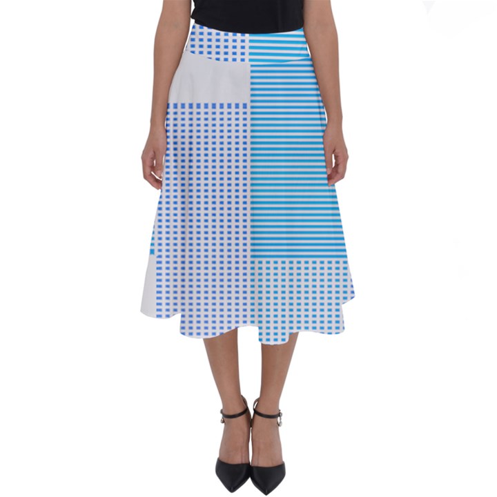 Geometric T- Shirt Blue Composition T- Shirt Perfect Length Midi Skirt