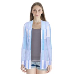 Geometric T- Shirt Blue Composition T- Shirt Drape Collar Cardigan by maxcute