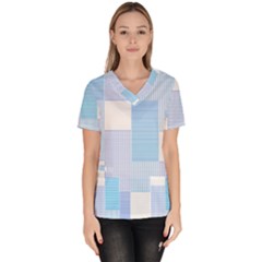 Geometric T- Shirt Blue Composition T- Shirt Women s V-neck Scrub Top by maxcute