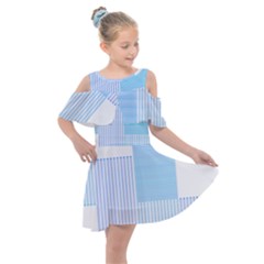 Geometric T- Shirt Blue Composition T- Shirt Kids  Shoulder Cutout Chiffon Dress by maxcute