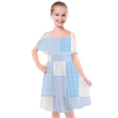 Geometric T- Shirt Blue Composition T- Shirt Kids  Cut Out Shoulders Chiffon Dress by maxcute