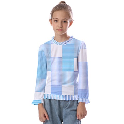 Geometric T- Shirt Blue Composition T- Shirt Kids  Frill Detail Tee by maxcute