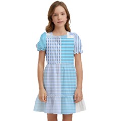 Geometric T- Shirt Blue Composition T- Shirt Kids  Puff Sleeved Dress by maxcute