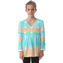 Geometric T- Shirtgeometric Pattern T- Shirt Kids  V Neck Casual Top