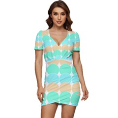 Geometric T- Shirtgeometric Pattern T- Shirt Low Cut Cap Sleeve Mini Dress