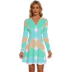 Geometric T- Shirtgeometric Pattern T- Shirt Long Sleeve Deep V Mini Dress 