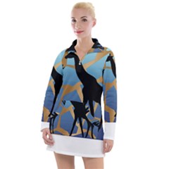 Giraffe Lover T- Shirt G I R A F F E O N G I R A F F E P R I N T P R E T T Y F O R V A C A T I O N T Women s Long Sleeve Casual Dress by maxcute