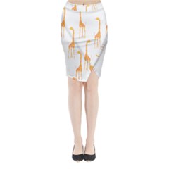 Giraffe Pattern T- Shirt Giraffes T- Shirt Midi Wrap Pencil Skirt by maxcute