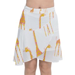 Giraffe Pattern T- Shirt Giraffes T- Shirt Chiffon Wrap Front Skirt by maxcute