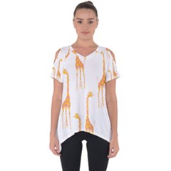 Giraffe Pattern T- Shirt Giraffes T- Shirt Cut Out Side Drop Tee by maxcute