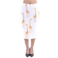 Giraffe Pattern T- Shirt Giraffes T- Shirt Velvet Midi Pencil Skirt by maxcute